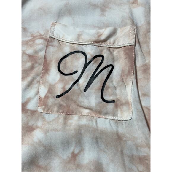 Event Blossom Womens M Pastel Pink & White Tie Dye "M" Initial Button Down Top - Picture 3 of 8